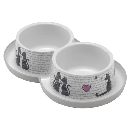 Cats in Love Double Trendy Dinner Small – Stylish Dual Bowl Set, 2 x 350ml, Compact Design