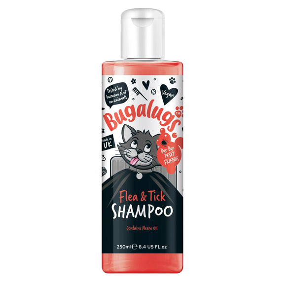 Bugalugs Flea & Tick Cat Shampoo – Neem Oil Formula, 250ml, Gentle Cleansing and Pest Protection