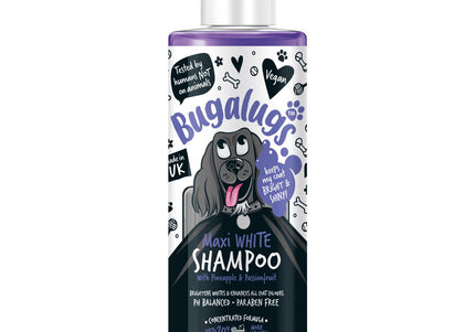 Bugalugs Maxi White Shampoo – Color-Enhancing Formula, Brightens White Coats, 250ml