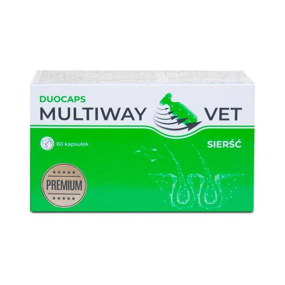 Multiway Vet Duocaps Skin and Coat – Twist-Off Capsules, 60 Pack, Promotes Healthy Shine