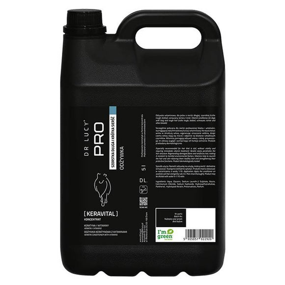 Dr. Lucy PRO Keravital Conditioner – Keratin and Vitamin Formula, 5L, Nourishes Long Coats