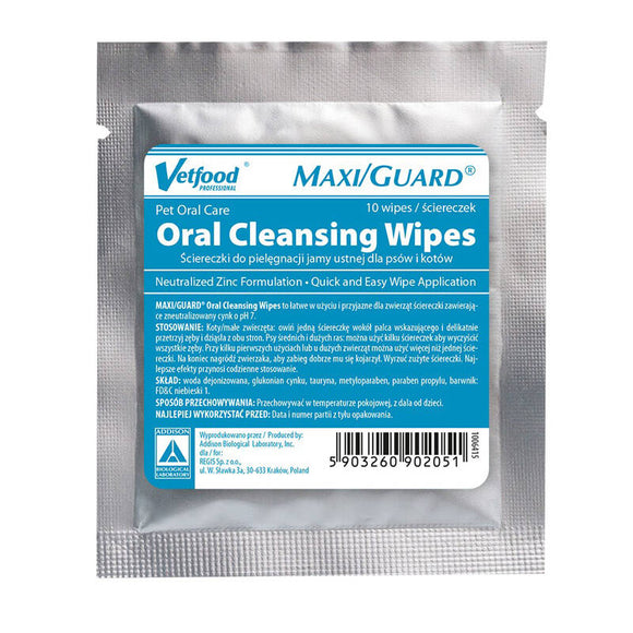 MAXI/GUARD Oral Cleansing Wipes – Gentle Dental Care, 10 Soft Textured Sheets