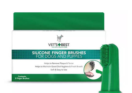 Vet's Best Silicone Finger Brushes – Gentle Flexible Toothbrush Set, 5 Pieces