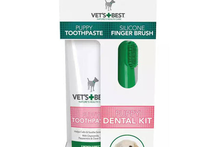 Vet's Best Puppy Toothpaste Dental Kit – Gentle Enzymatic Formula with Finger Brush Included