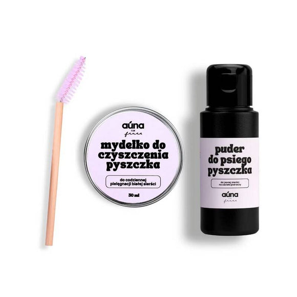 Auna Bright Eyes Care Set – Soap, Brush, and Powder for White Fur, Gentle Stain Removal