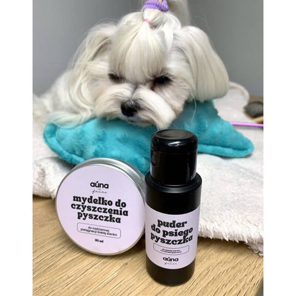 Auna Bright Eyes Care Set – Soap, Brush, and Powder for White Fur, Gentle Stain Removal