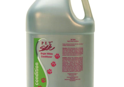 Pet Silk Bright White Conditioner – Concentrated Brightening Formula, 1:16 Dilution, 3.8L Bottle
