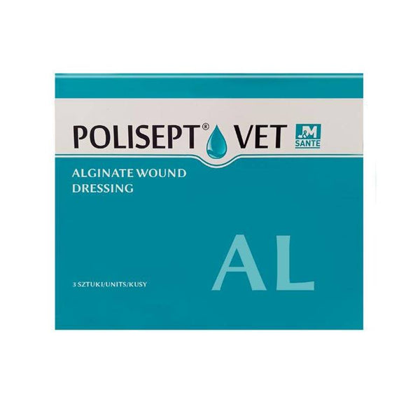 Polisept Vet AL Alginate Wound Dressing – Absorbent Healing Pads, 3 Pack