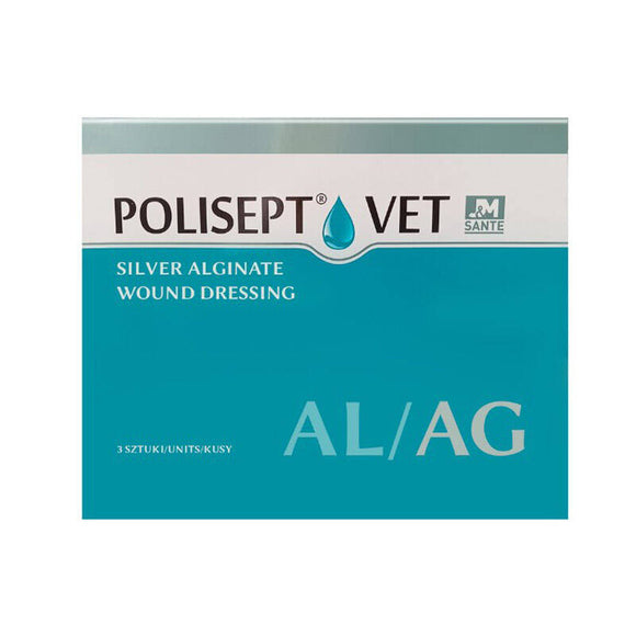 Polisept Vet AL/AG Wound Dressing – Calcium Alginate and Silver Ion, 3 Pack