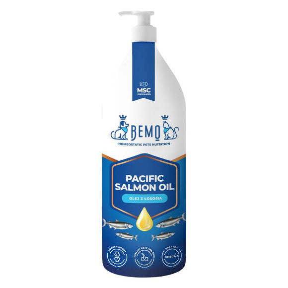 BEMO Pacific Salmon Oil – Pure Fish Oil with Delicate Taste and Aroma, 1L Bottle
