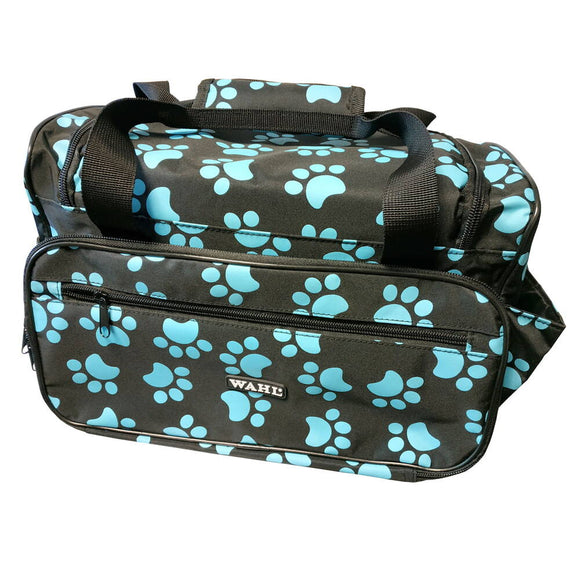 Wahl Grooming Accessories Bag – Black with Blue Paw Print, Durable Storage Solution
