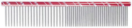 Chadog Grooming Comb 16cm – 50/50 Tooth Spacing, Red, Durable Stainless Steel