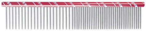 Chadog Grooming Comb 16cm – 50/50 Tooth Spacing, Red, Durable Stainless Steel