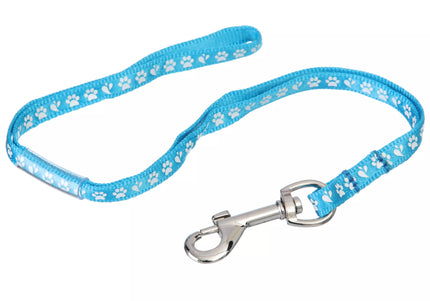 Groom Professional Arno Nylon Grooming Leash – Blue Paw Print, 1cm Wide, 45cm Long, Durable Design