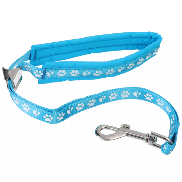 Groom Professional Audie Nylon Grooming Leash – Blue Paw Print, Lined, 42cm Durable Design