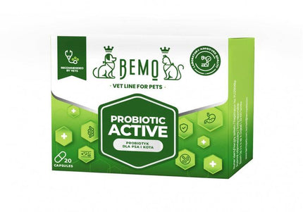 BEMO VetLine Probiotic Active – Convenient Capsule Formula, 20 Count, Supports Digestive Health