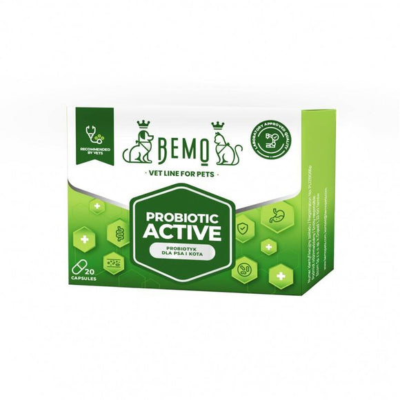 BEMO VetLine Probiotic Active – Convenient Capsule Formula, 20 Count, Supports Digestive Health