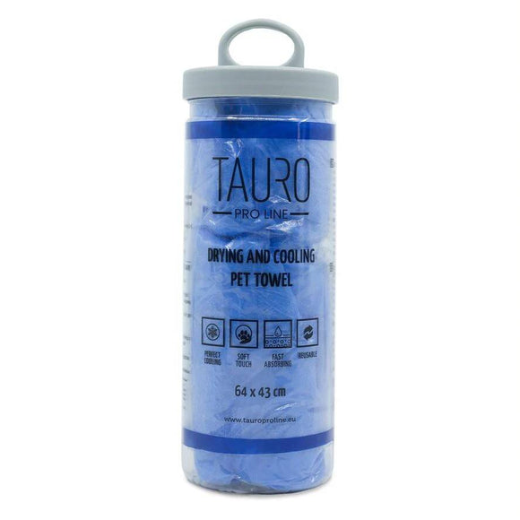 Tauro Pro Line Drying and Cooling Towel – Absorbent Quick-Dry Microfiber, 64x43cm, Blue