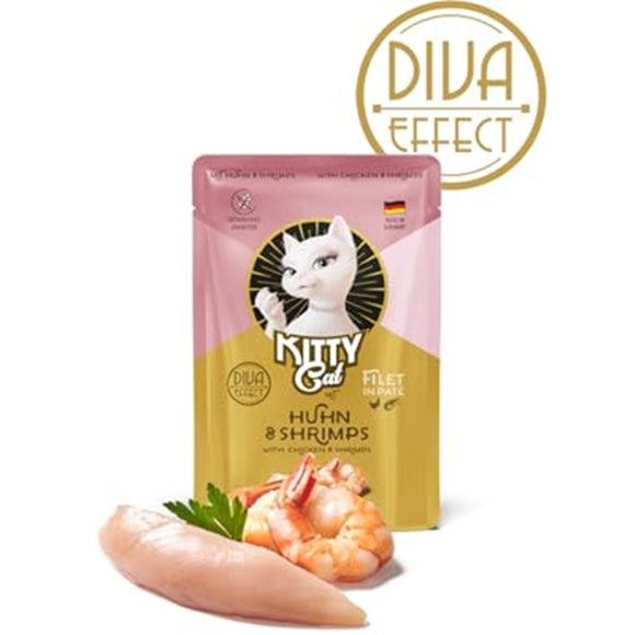 Kitty Cat Fillet in Pate Chicken and Shrimps 85g – Tender Wet Food Pouch, Protein-Rich Recipe