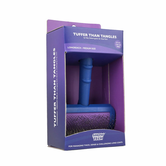 Show Tech Tuffer Than Tangles Longreach Brush – Medium Long Needle Poodle Slicker, Ergonomic Design