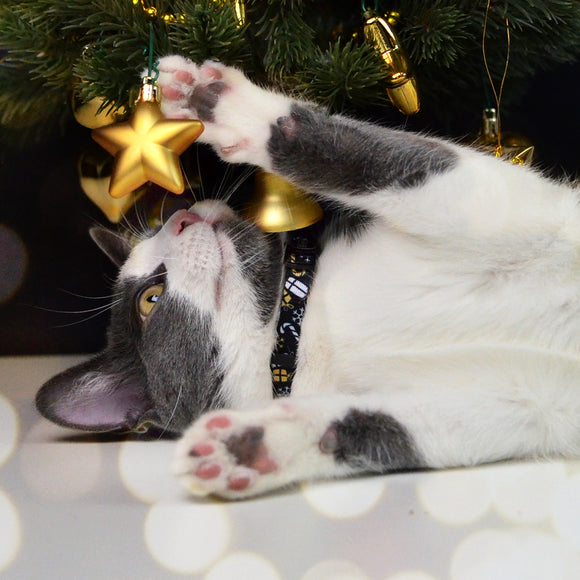 Dashi Spark Cat Collar – Festive Christmas Design with Gift Pattern, Adjustable Fit