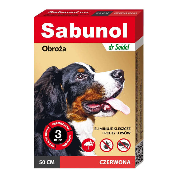 Sabunol GPI Decorative Anti-Flea and Tick Collar, Red, 50cm – Long-Lasting Protection