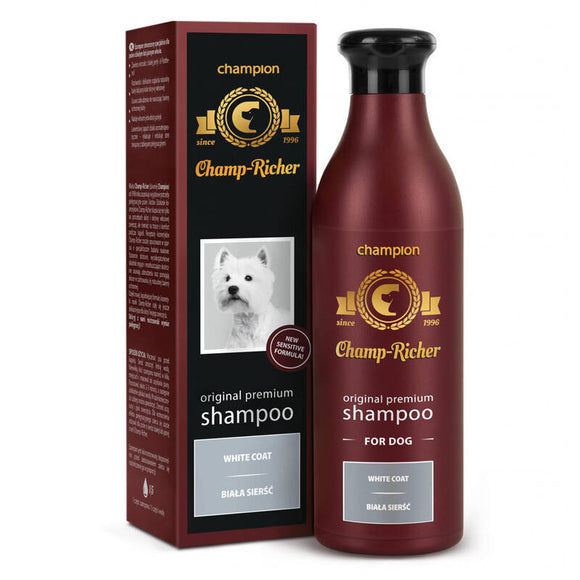 Dermapharm Champ-Richer Whitening Shampoo – Concentrated Formula 1:5, 250ml, Brightens Light Coats