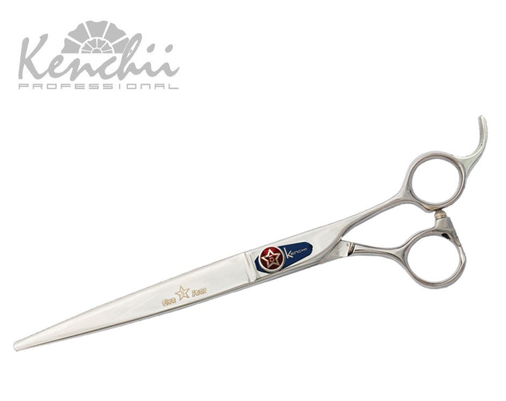 Kenchii Five Star Offset Grooming Scissors – 9 Inch Straight Blade, Ergonomic Design