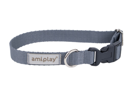 Amiplay SAMBA Adjustable Dog Collar – Durable Nylon, Secure Buckle, Black