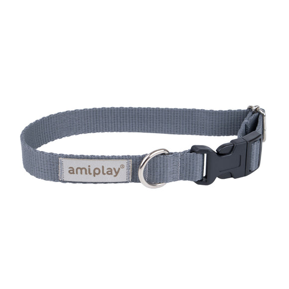 Amiplay SAMBA Adjustable Dog Collar – Durable Nylon, Secure Buckle, Black