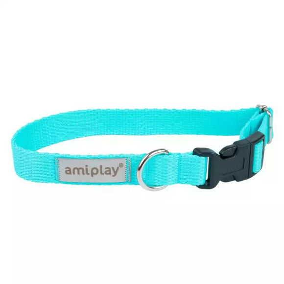 Amiplay SAMBA Adjustable Dog Collar – Durable Nylon, Secure Buckle, Black