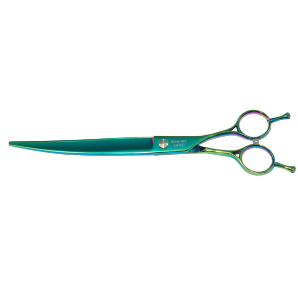 Easy Cut Professional Curved Grooming Scissors – Emerald Finish, 8 Inch, Precision Cutting