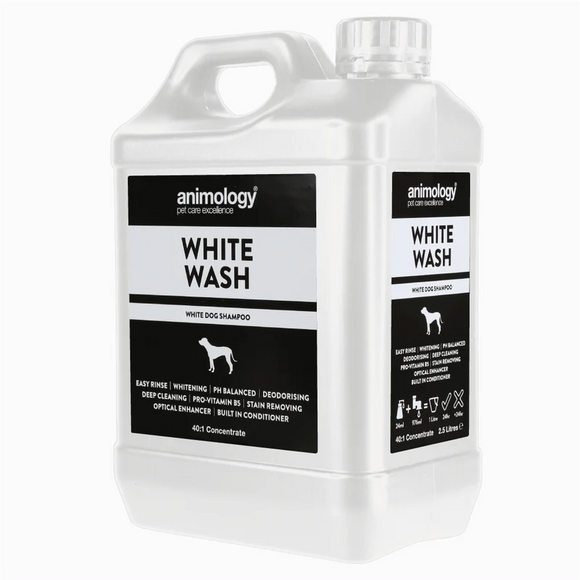 Animology White Wash Shampoo – 40:1 Concentrate for White and Light Coats, 2.5L