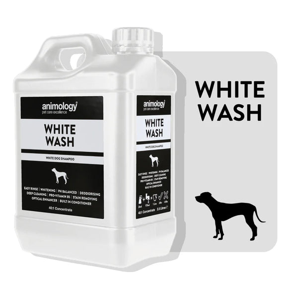 Animology White Wash Shampoo – 40:1 Concentrate for White and Light Coats, 2.5L