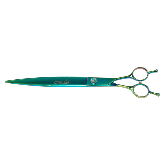 Easy Cut Professional Straight Grooming Scissors – Emerald Finish, 9 Inch Precision Blade