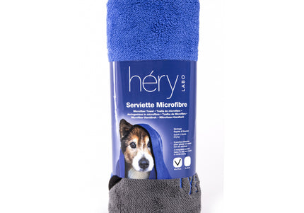 Hery Microfiber Grooming Towel – Blue, 45x70cm, Quick-Dry with Handy Pockets