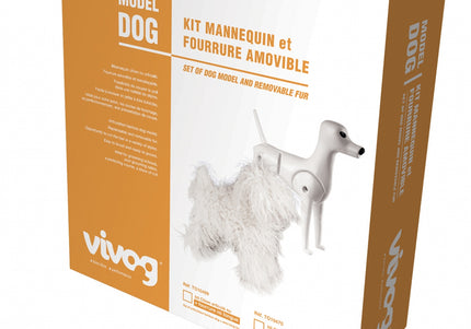 Vivog Training Manikin Dog Model – Medium-Length White Fur, Realistic Grooming Practice Tool
