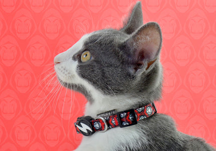 Dashi La Casa De Papel Mask Cat Collar – Red and Black, Money Heist Inspired Design