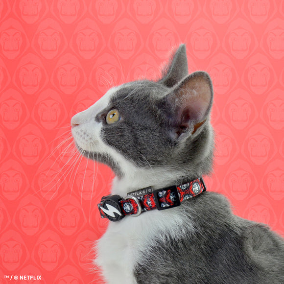 Dashi La Casa De Papel Mask Cat Collar – Red and Black, Money Heist Inspired Design
