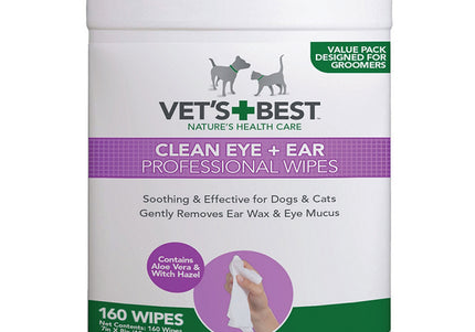 Vet's Best Clean Eye and Ear Wipes – Gentle Dual-Action Cleansing Pads, 160 Count