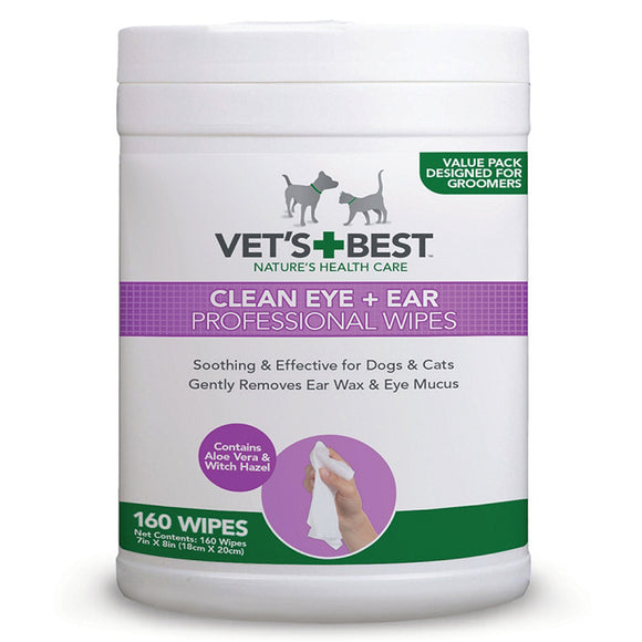 Vet's Best Clean Eye and Ear Wipes – Gentle Dual-Action Cleansing Pads, 160 Count