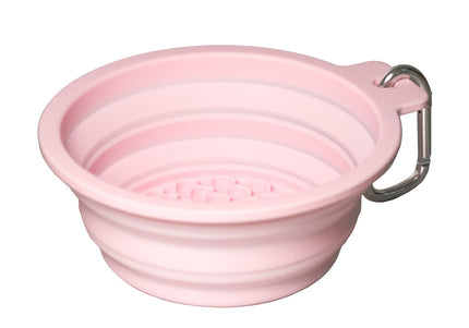 PetDreamHouse Silicone Collapsible Travel Bowl – Foldable 600ml Navy Blue with Lick Mat and Carabiner