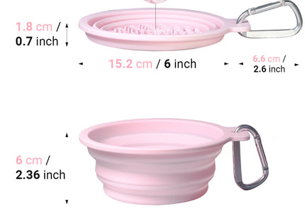 PetDreamHouse Silicone Collapsible Travel Bowl – Foldable 600ml Navy Blue with Lick Mat and Carabiner