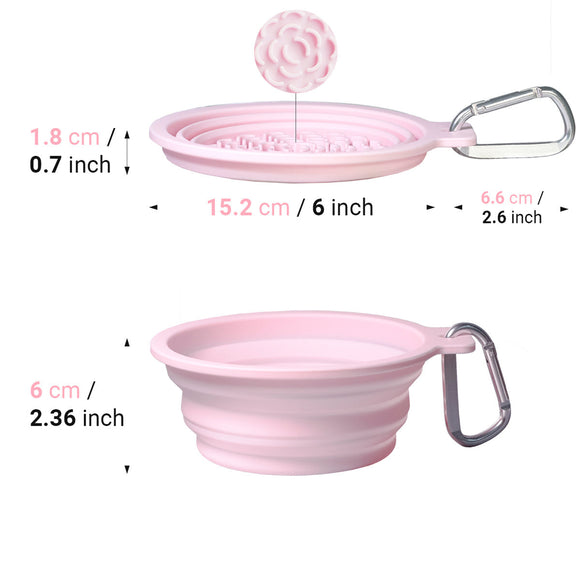 PetDreamHouse Silicone Collapsible Travel Bowl – Foldable 600ml Navy Blue with Lick Mat and Carabiner