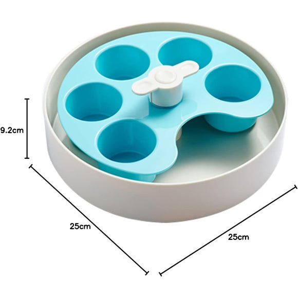 PetDreamHouse Spin Interactive Slow Feed Bowl – Medium Difficulty, Blue, Engaging Mealtime Solution