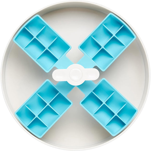 PetDreamHouse Spin Interactive Slow Feed Bowl – Medium Difficulty, Blue, Engaging Mealtime Solution