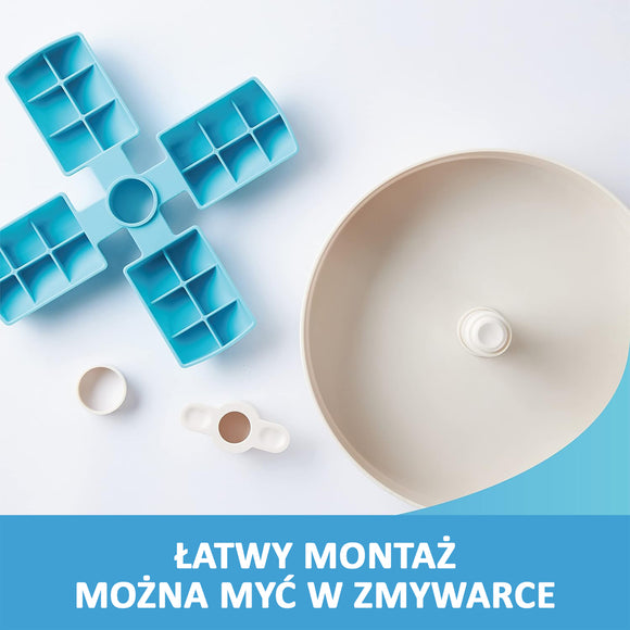 PetDreamHouse Spin Interactive Slow Feed Bowl – Medium Difficulty, Blue, Engaging Mealtime Solution