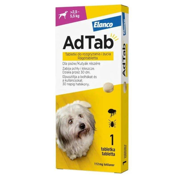 AdTab Flea and Tick Protection Tablet – Small Dog, 2.5–5.5kg, Fast-Acting Formula