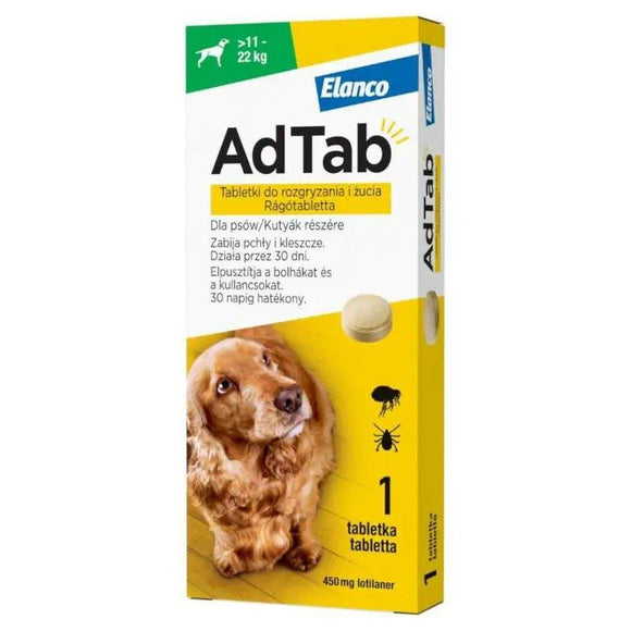 AdTab Chewable Flea and Tick Tablet – Fast-Acting Oral Protection, 11–22kg Dogs