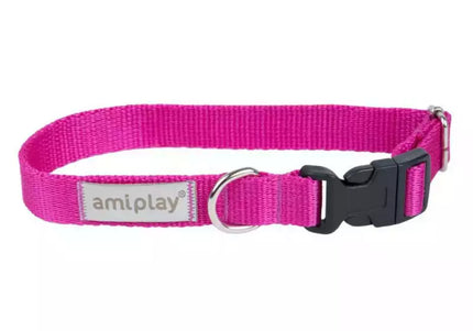 Amiplay SAMBA Adjustable Dog Collar – Durable Nylon, Secure Buckle, Black